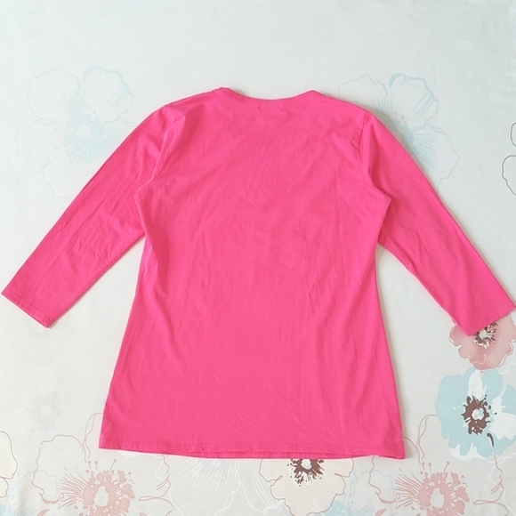 Anna sui pink swan crystals 3/4 sleeve top - Picture 2 of 11